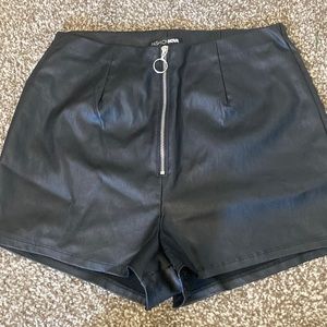 Fashion Nova black leather type zip up shorts